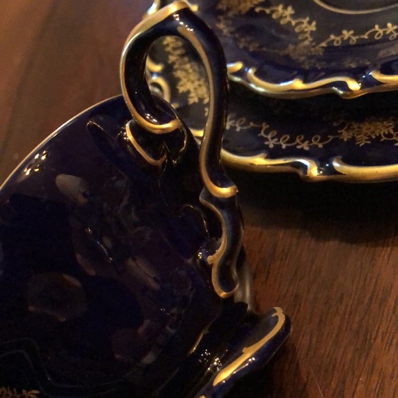 🇩🇪Lindner Kueps Echt Cobalt Fine China set: Cup, saucer, dessert plate - Picture 11 of 13